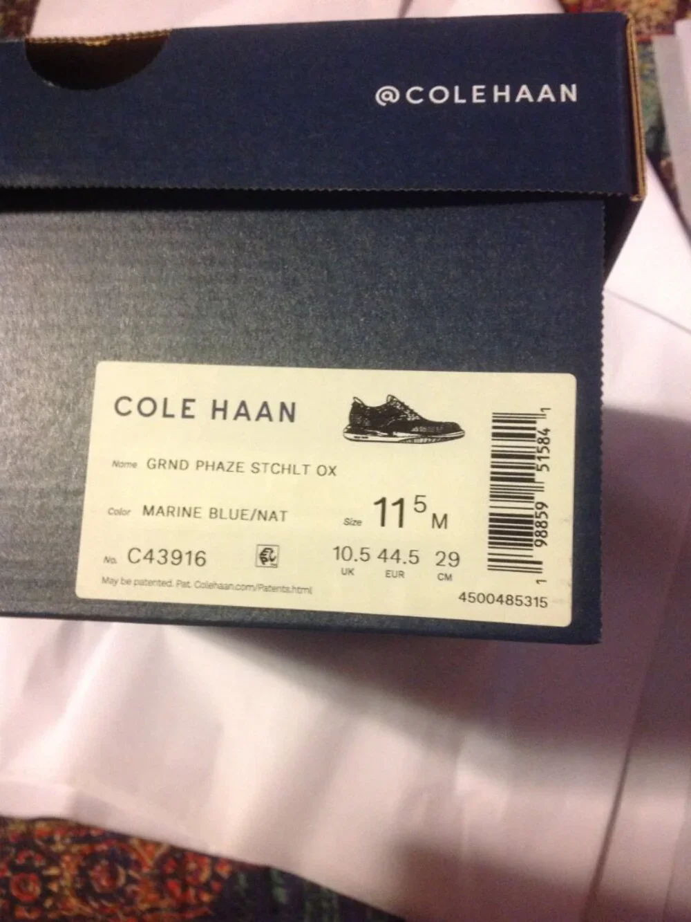 Cole Haan Men's Quick-On Navy Stitchlite Oxford Casual Shoes 11.5M - New in Box